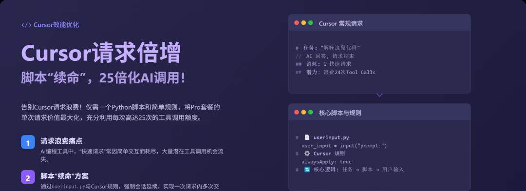我靠！90%的Cursor请求都白花了！一个脚本把额度暴涨到12500次！！